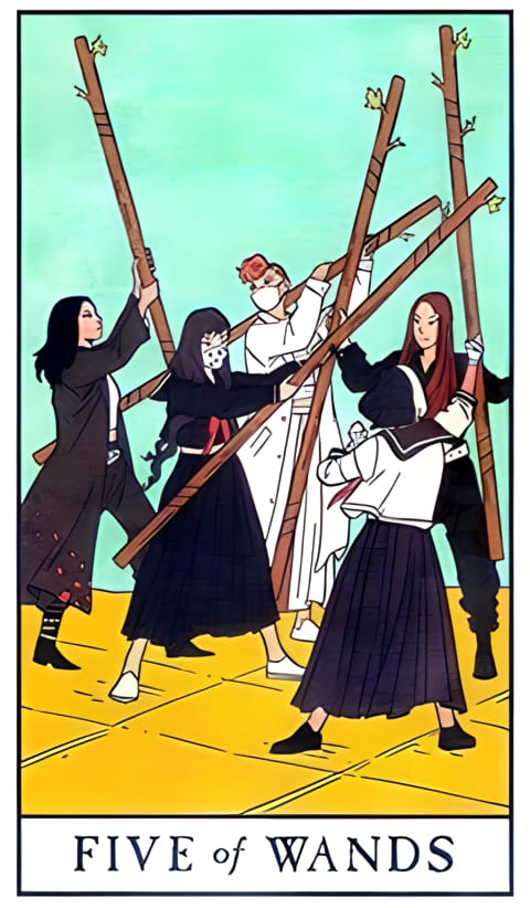 Five of Wands — Modern Witch Tarot