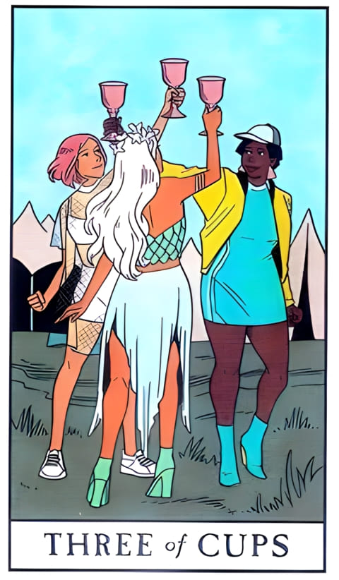 Tres de Copas — Tarot de la Bruja Moderna