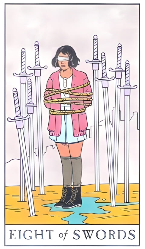 Ocho de Espadas — Tarot de la Bruja Moderna