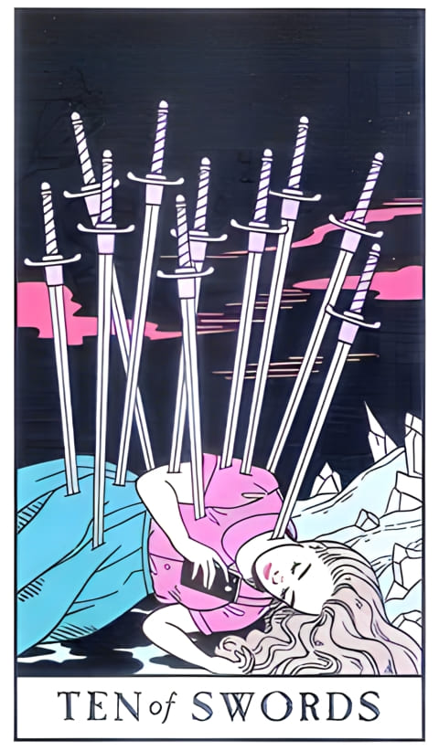 Diez de Espadas — Tarot de la Bruja Moderna