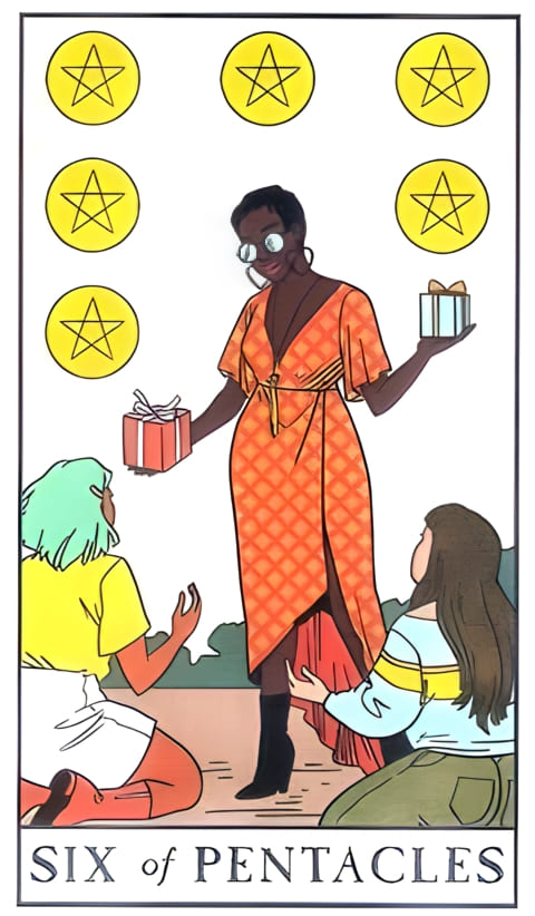 Seis de Oros — Tarot de la Bruja Moderna