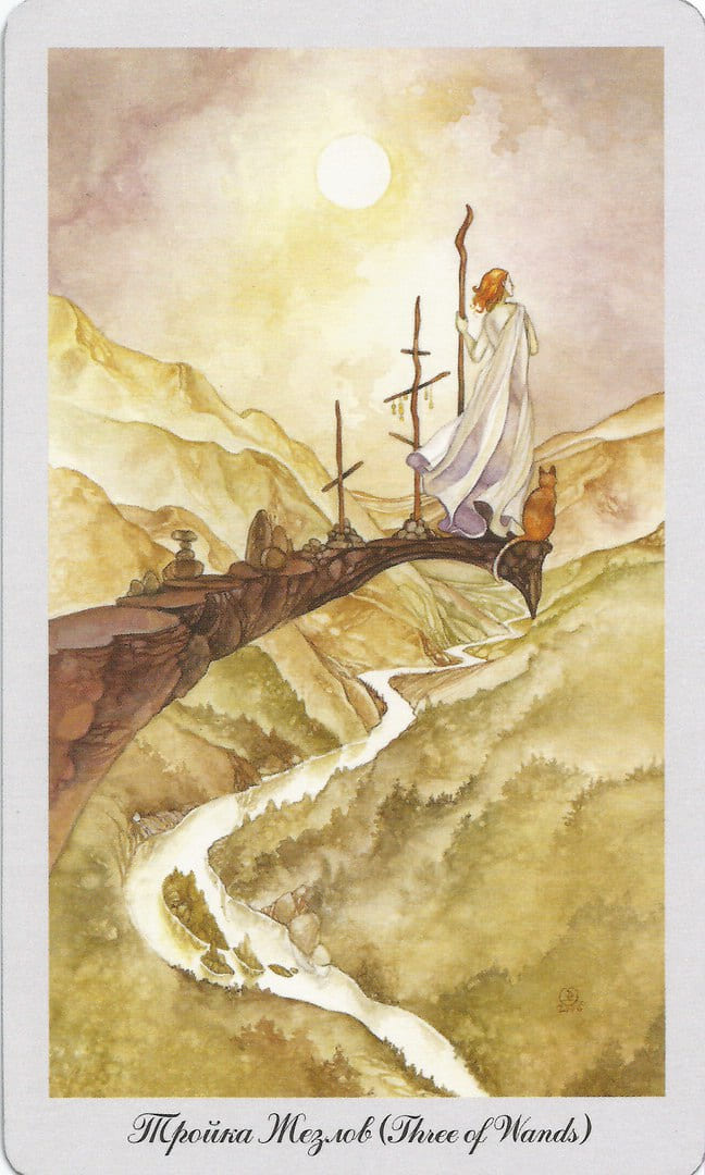 Tres de Bastos — Shadowscapes Tarot