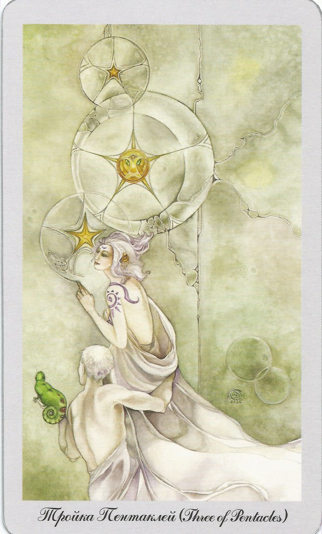 Tres de Oros — Shadowscapes Tarot