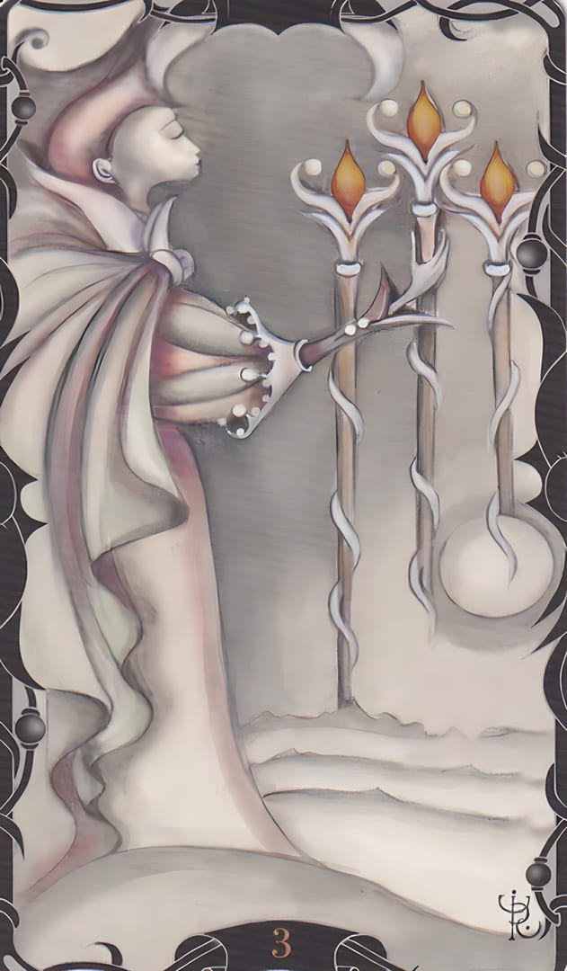 Three of Wands — Tarot of the Enchanted Garden
