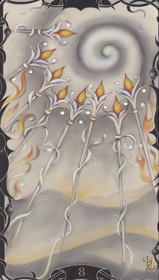 Eight of Wands — Tarot of the Enchanted Garden