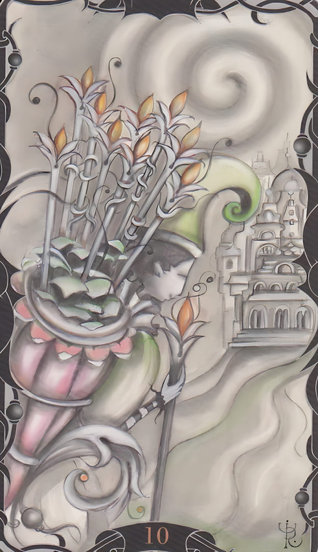 Ten of Wands — Tarot of the Enchanted Garden