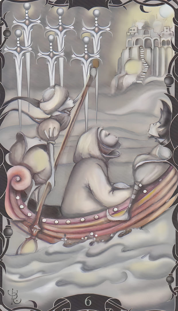 Six of Swords — Tarot of the Enchanted Garden
