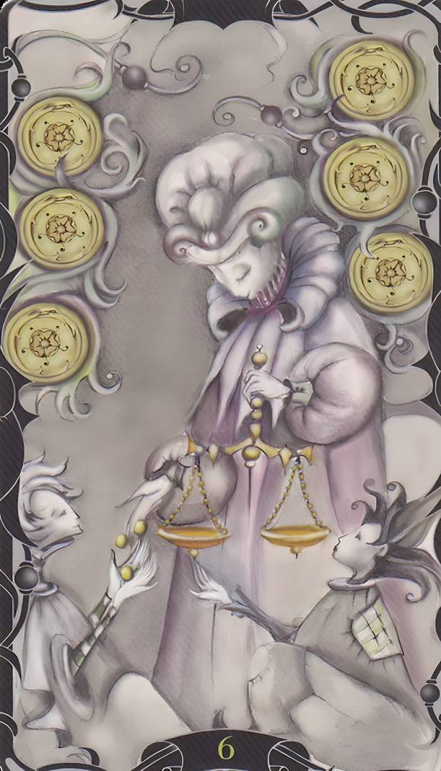 Six of Pentacles — Tarot of the Enchanted Garden