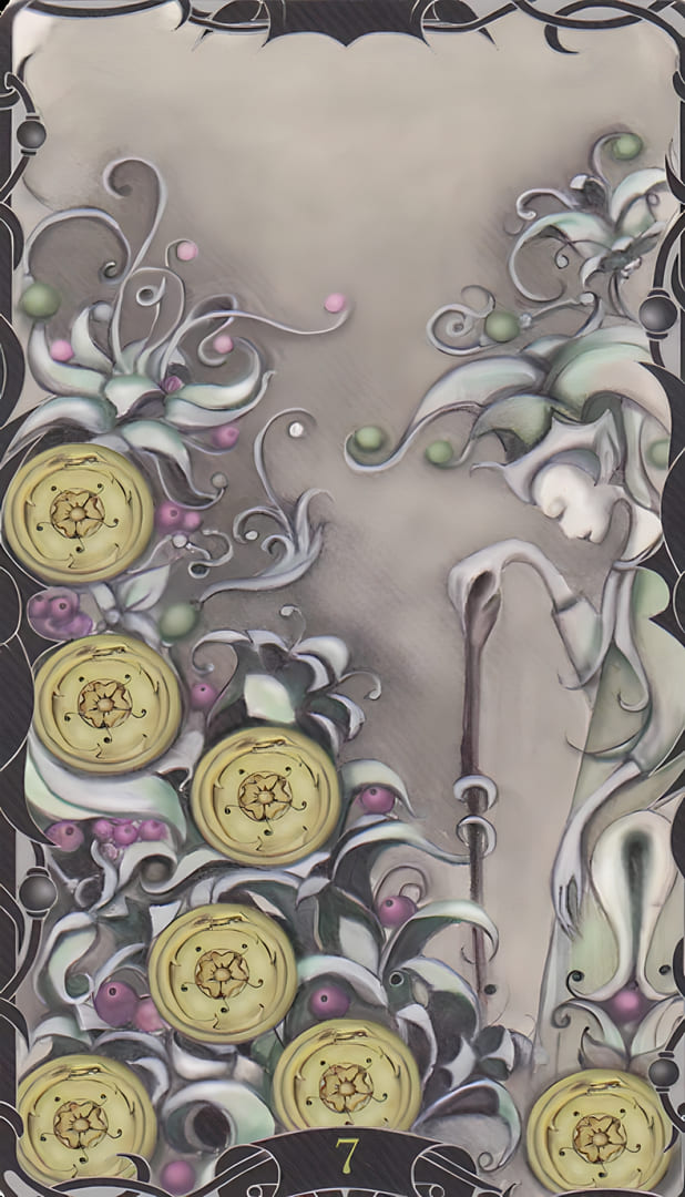 Seven of Pentacles — Tarot of the Enchanted Garden