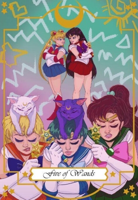 Five of Wands — Moonlight Senshi Tarot
