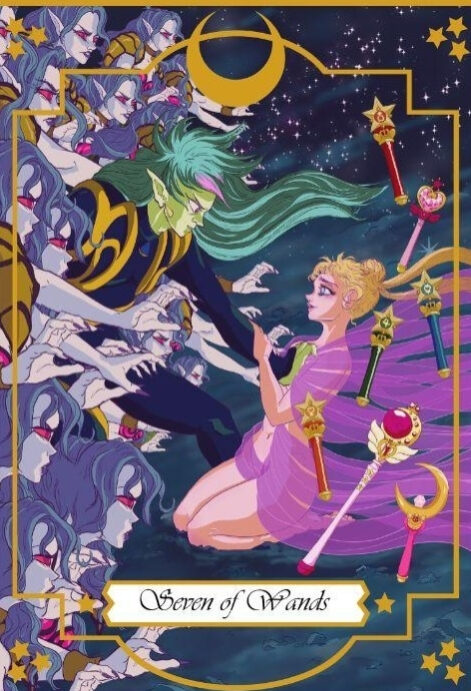 Seven of Wands — Moonlight Senshi Tarot