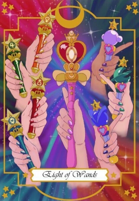 Eight of Wands — Moonlight Senshi Tarot