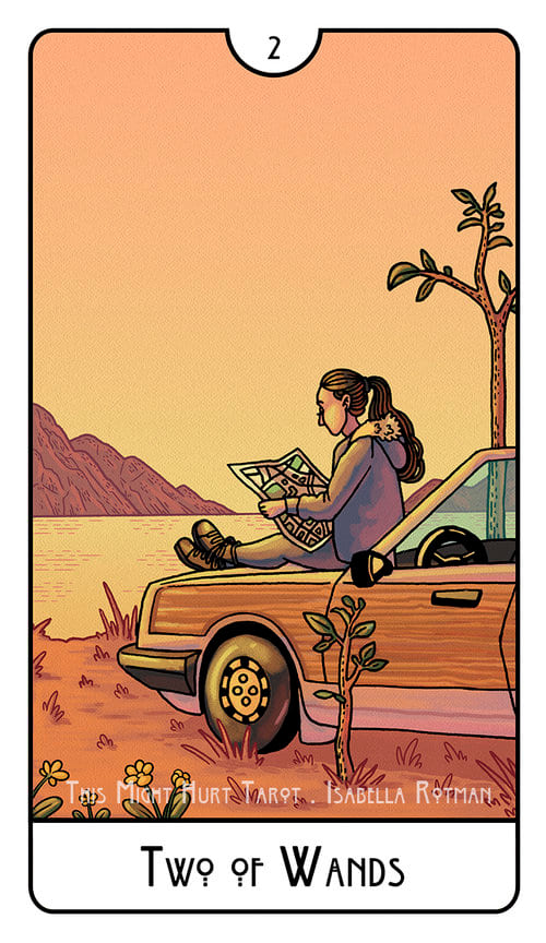 Dos de Bastos — This Might Hurt Tarot