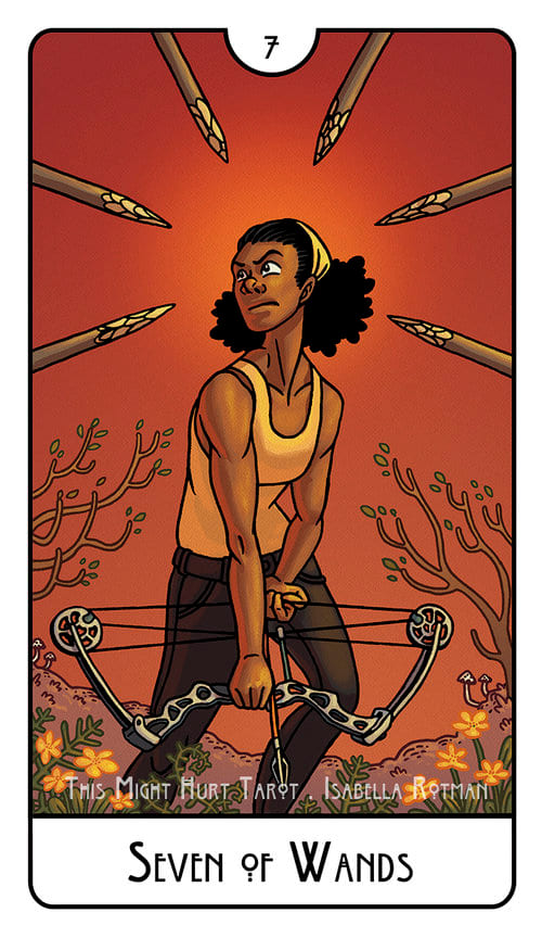 Siete de Bastos — This Might Hurt Tarot