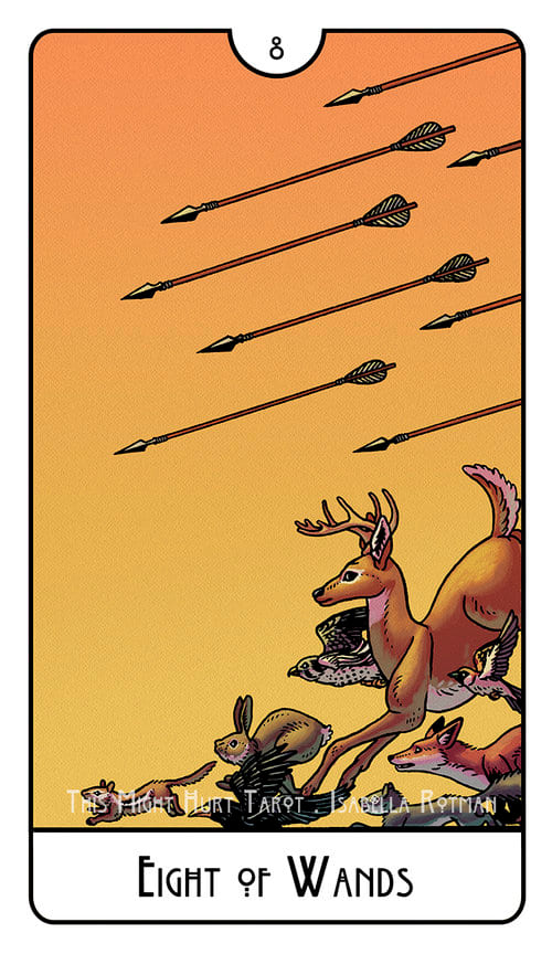 Ocho de Bastos — This Might Hurt Tarot