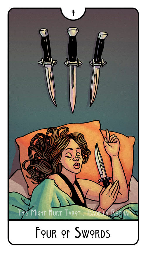 Cuatro de Espadas — This Might Hurt Tarot