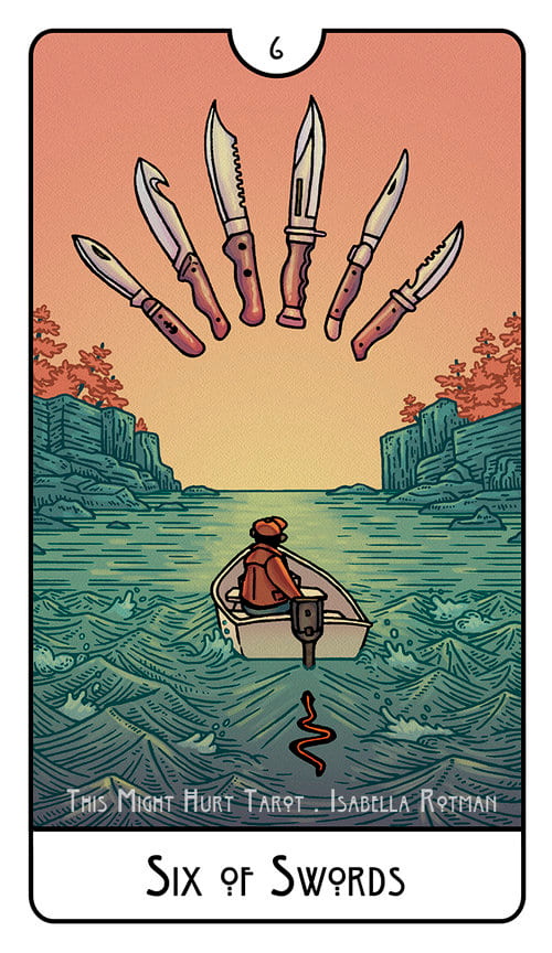 Seis de Espadas — This Might Hurt Tarot