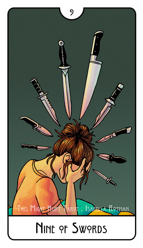 Nueve de Espadas — This Might Hurt Tarot