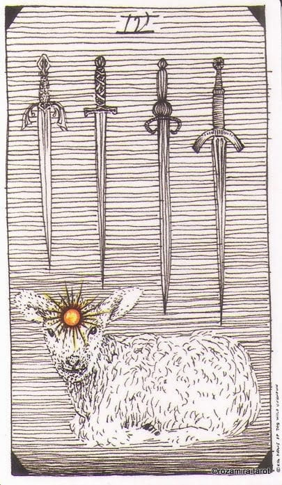 Cuatro de Espadas — The Wild Unknown Tarot