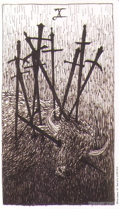 Diez de Espadas — The Wild Unknown Tarot