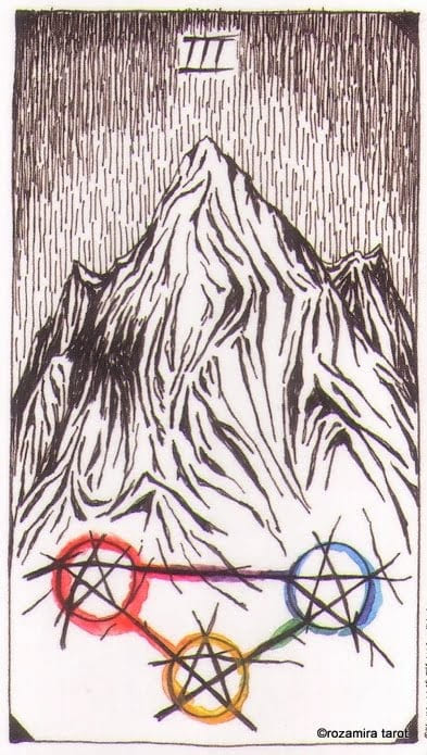 Tres de Oros — The Wild Unknown Tarot