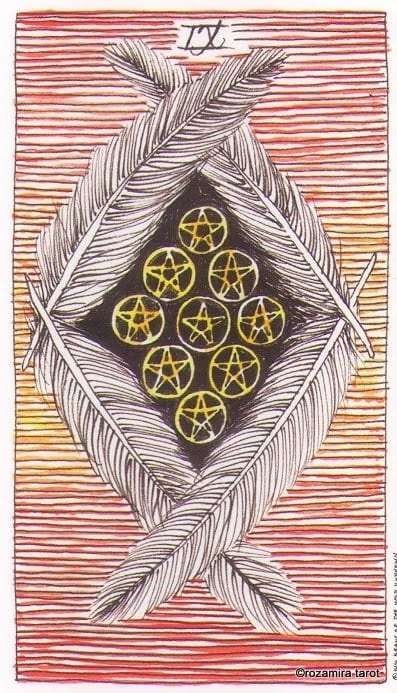 Nueve de Oros — The Wild Unknown Tarot