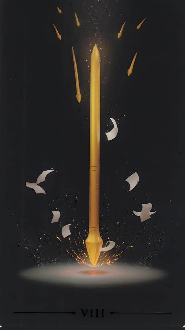 Eight of Wands — True Black Tarot