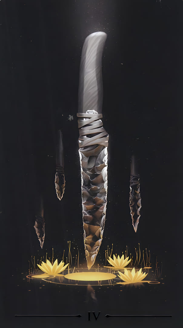 Cuatro de Espadas — True Black Tarot