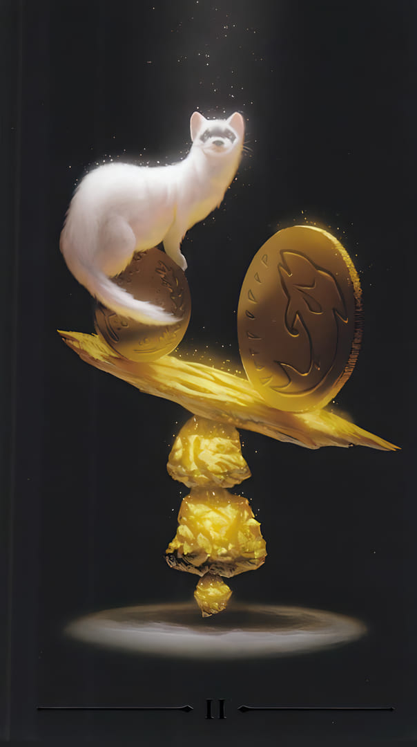 Dos de Oros — True Black Tarot