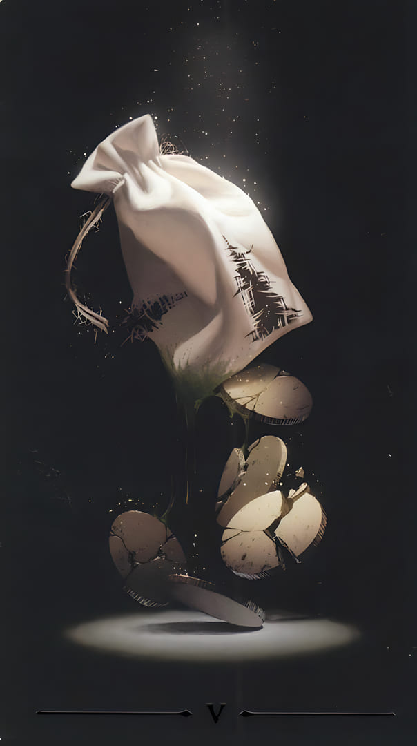 Five of Pentacles — True Black Tarot