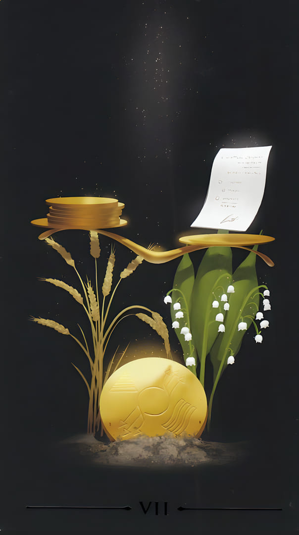Seven of Pentacles — True Black Tarot