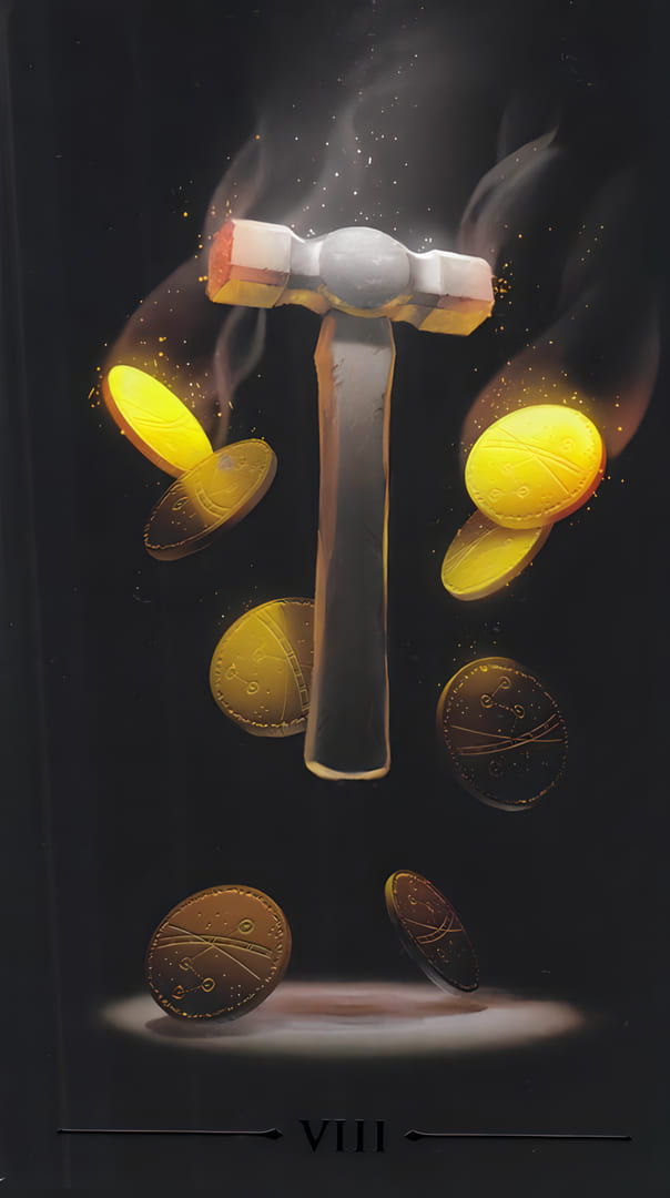 Eight of Pentacles — True Black Tarot