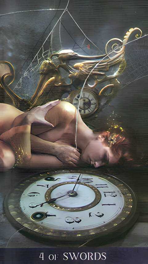 Cuatro de Espadas — Tarot de la Nuit