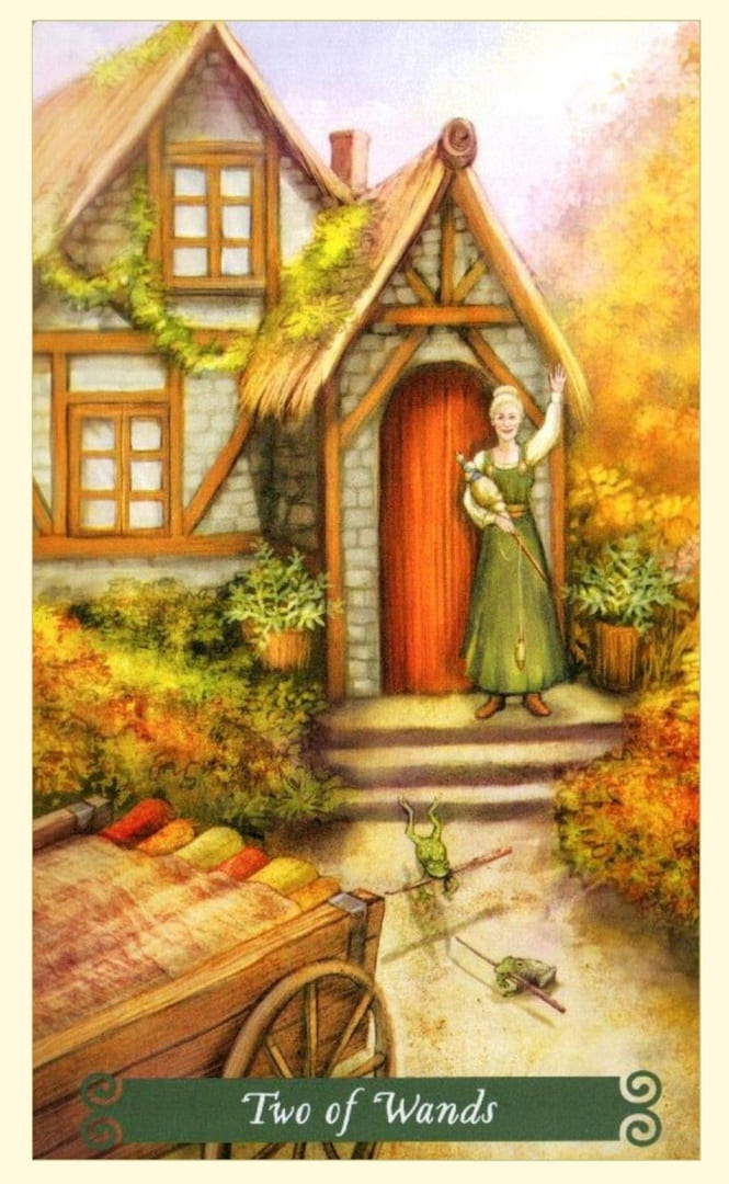 Dos de Bastos — Tarot de la Bruja Verde