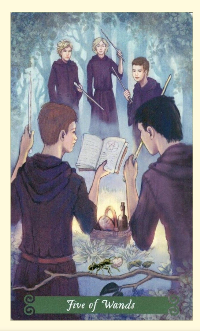 Five of Wands — The Green Witch Tarot