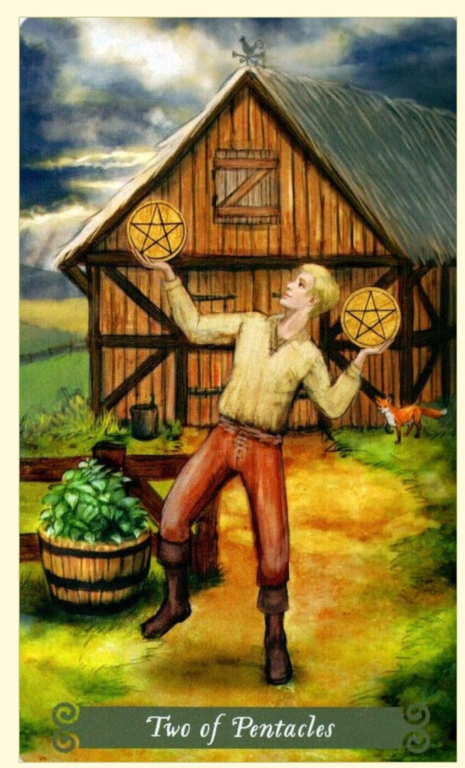 Dos de Oros — Tarot de la Bruja Verde