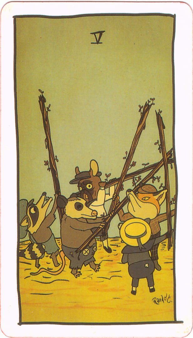 Five of Wands — Tarot of the Unknown