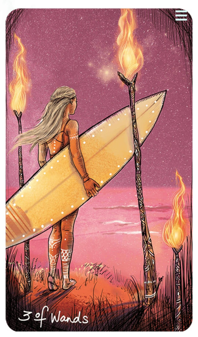 Tres de Bastos — Tarot Vidente de Luz