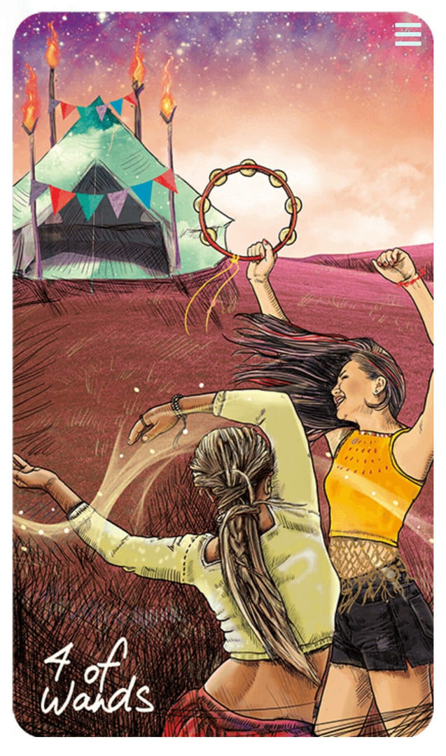 Cuatro de Bastos — Tarot Vidente de Luz