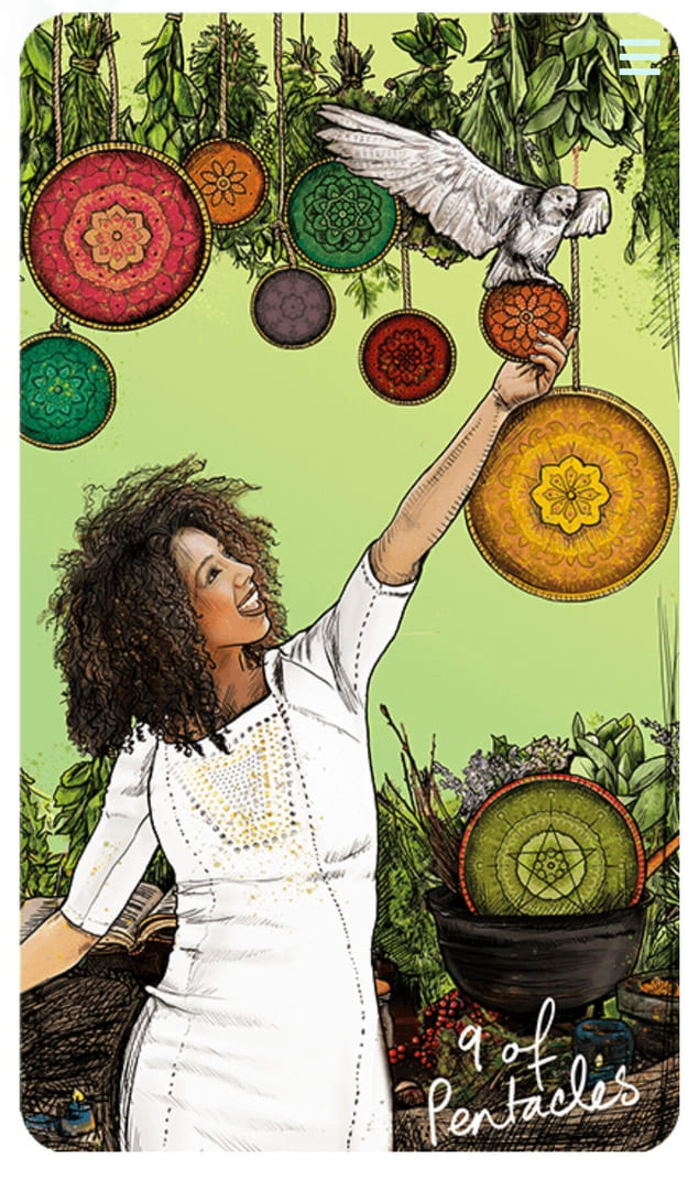 Nueve de Oros — Tarot Vidente de Luz