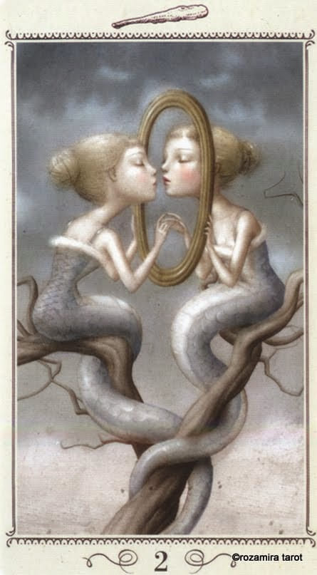 Dos de Bastos — Tarot de Nicoletta Ceccoli