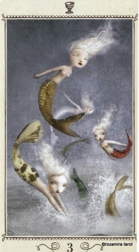 Tres de Copas — Tarot de Nicoletta Ceccoli