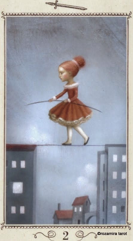 Dos de Espadas — Tarot de Nicoletta Ceccoli