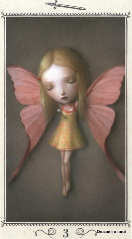 Tres de Espadas — Tarot de Nicoletta Ceccoli