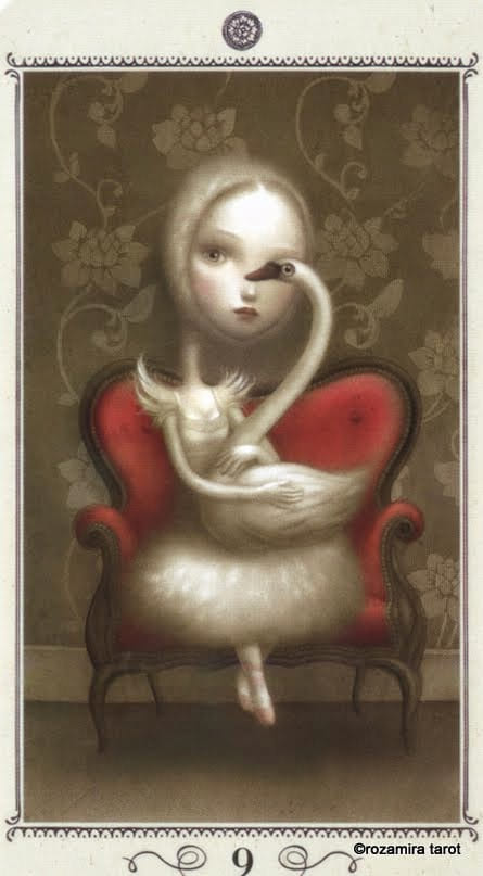 Nueve de Oros — Tarot de Nicoletta Ceccoli