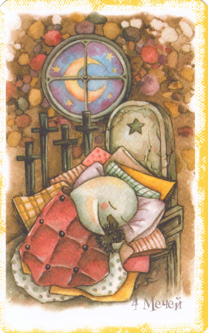 Cuatro de Espadas — Boo Tarot