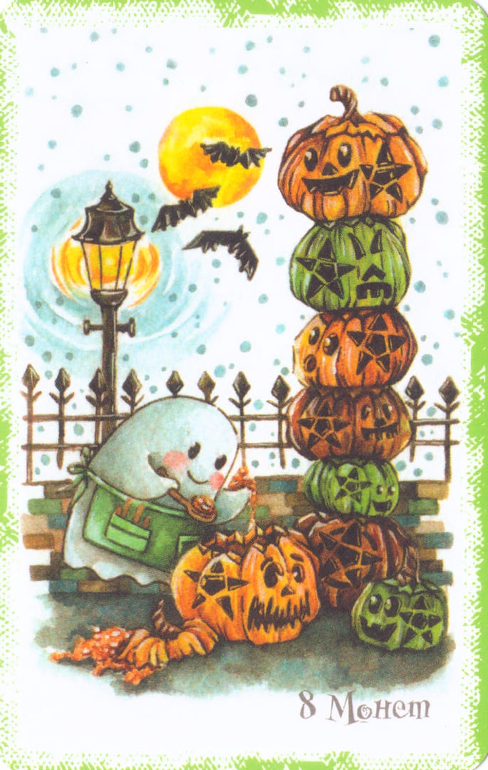 Ocho de Oros — Boo Tarot