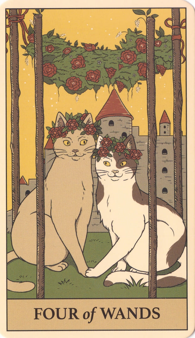 Four of Wands — Cats Rule the Earth Tarot