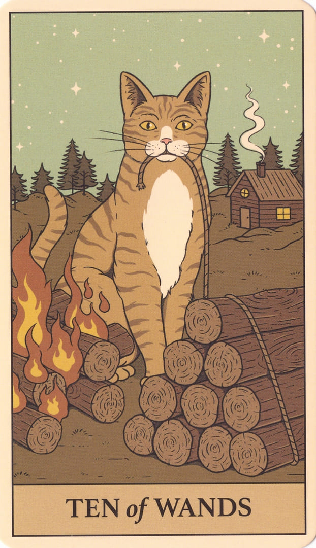 Ten of Wands — Cats Rule the Earth Tarot