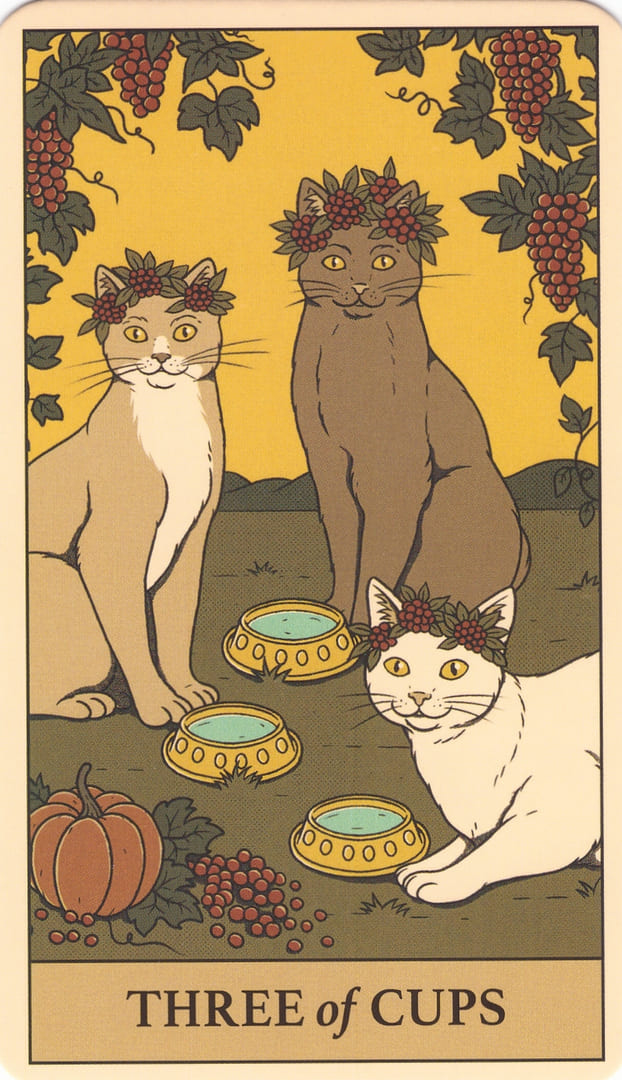 Тройка чаш — Cats Rule the Earth Tarot